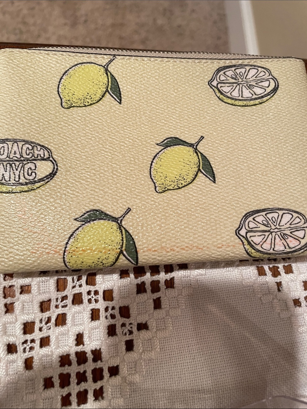 Coach Yellow Lemon Print Wristlet - Picture 5 of 6